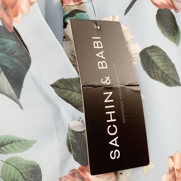 SACHIN + BABI Dress Size 0 Evening Gown NEW Blair Ice Blue Garden Floral Maxi - Picture 3 of 9